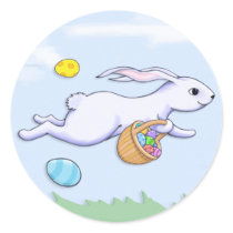 Easter Rabbit Run Round Sticker stickers