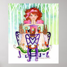 Easter Rabbits Brunch with Little Girl Poster