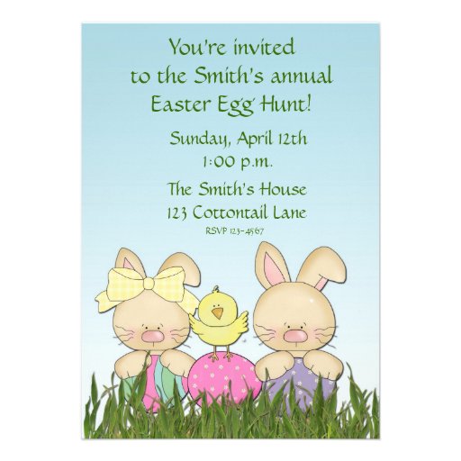 Easter Rabbits Invitation (front side)