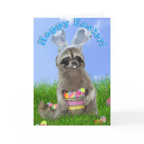 Easter Raccoon Bandit Greeting Cards