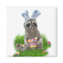 Easter Raccoon Bandit Fridge Magnet