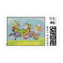 Easter Running Pastel Rabbits Postage
