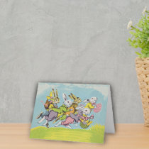 Easter Running Rabbits Pastels Cards