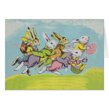 Easter Running Rabbits Pastels Cards