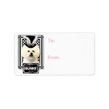 Easter - Some Bunny Loves You - Bichon Frise Address Label