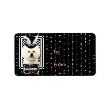 Easter - Some Bunny Loves You - Bichon Frise Address Label