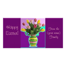 Easter Tulips - Happy Easter Card Photo Greeting Card