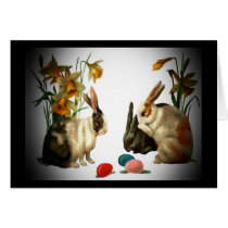 Easter Vintage Bunnies and Colored Egg Greeting Cards