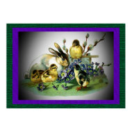 Easter Vintage Rabbit and Chicks Poster print