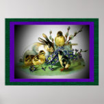 Easter Vintage Rabbit and Chicks Poster posters