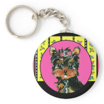 Easter Yorkie Poos Keychain