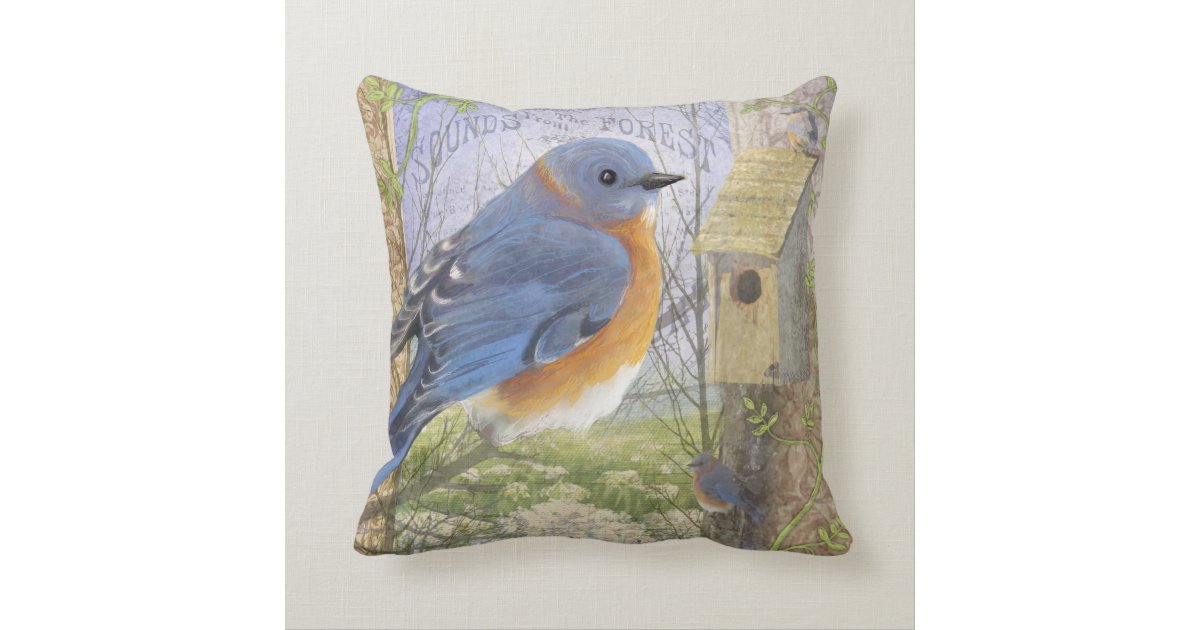 Eastern Blue Bird throw pillow Zazzle