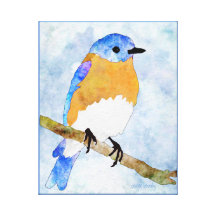 Eastern Bluebird – male -  watercolor style canvas Canvas Prints