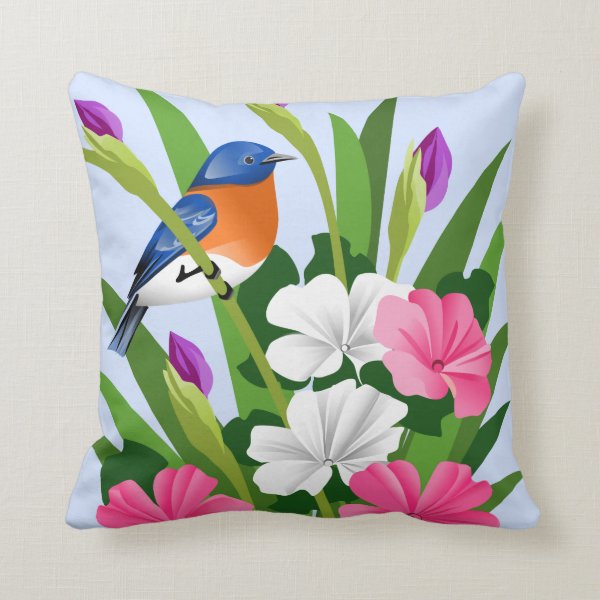 Eastern Bluebird Throw Pillows