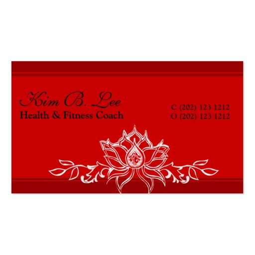 Eastern Modern Red Asian Sacred Lotus Garden Business Card Template (front side)