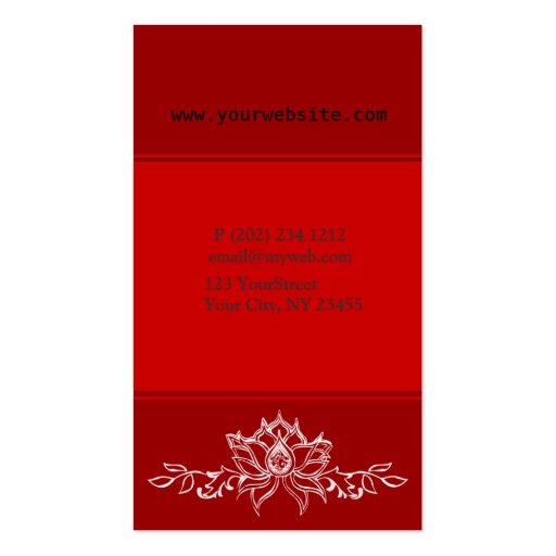 Eastern Modern Red Asian Sacred Lotus Garden Business Card Template (back side)