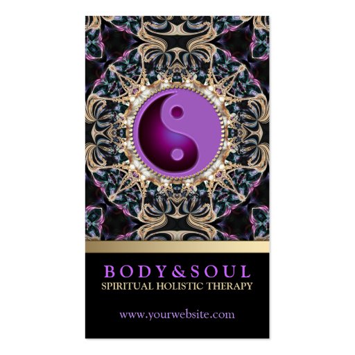 Eastern Purple YinYang New Age Yoga Business Cards