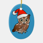 Eastern Screech Owl Santa Oval Ornament