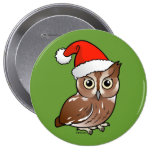 Eastern Screech Owl Santa Round Button