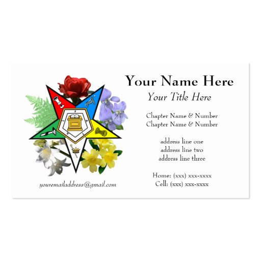 Eastern Star Floral Business Card (front side)