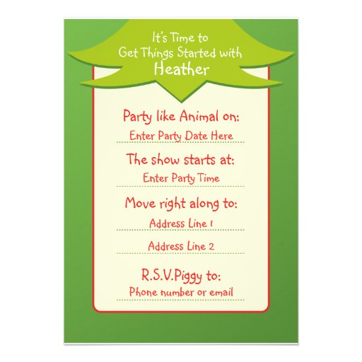 Easy Being Green Birthday Invitations