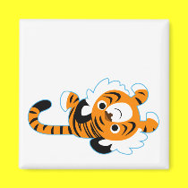 Unbekümmerter netter Karikatur-Tiger-Magnet
