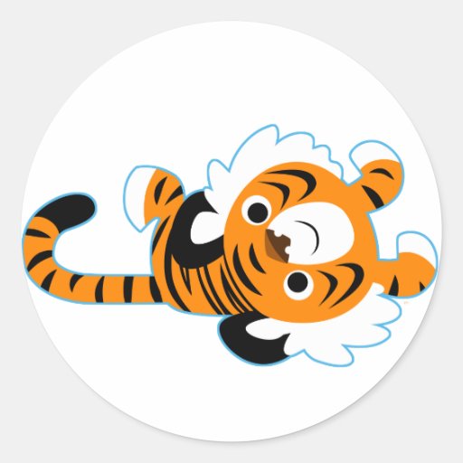 Easy-Going Cute Cartoon Tiger Sticker | Zazzle