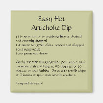 Easy Hot Artichoke Dip Recipe on a Magnet magnets