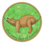 easy summer bear round sticker