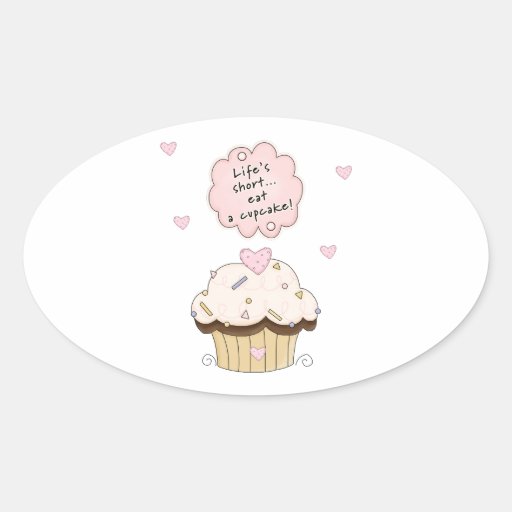 Eat A Cupcake Oval Sticker