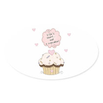 Eat A Cupcake Oval Sticker
