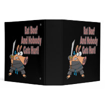eat beef funny karate ninja pig cartoon vinyl binders