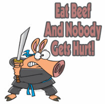 eat beef funny karate ninja pig cartoon cut outs