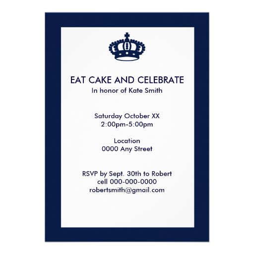 Eat Cake and Celebrate Birthday Invite- Navy