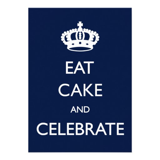 Eat Cake and Celebrate Birthday Invite- Navy