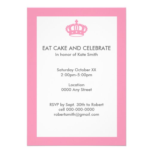 Eat Cake and Celebrate Birthday Invite- Pink