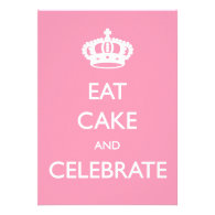 Eat Cake and Celebrate Birthday Invite- Pink