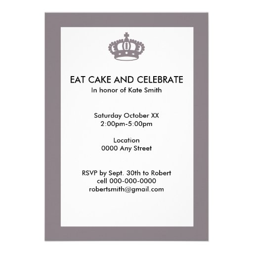 Eat Cake and Celebrate Birthday Invite- silver
