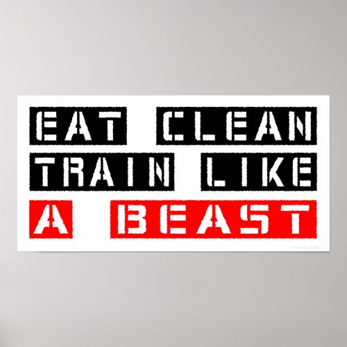 Eat Clean Train Like A Beast in Red Print