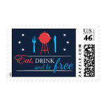 Eat, Drink and Be Free 4th of July Stamps stamps