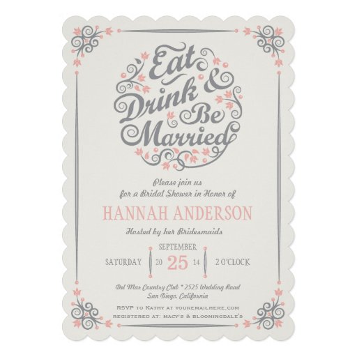 Eat Drink and Be Married Bridal Shower Invitation