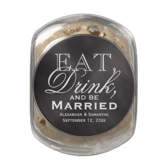 Eat, Drink, and Be Married Chalkboard-Style Favor Jelly Belly Candy Tins