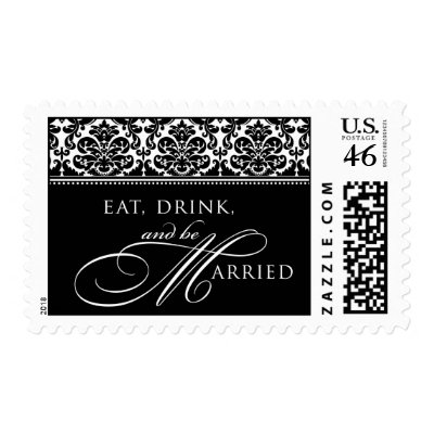 Eat, Drink, and be Married Damask Postage