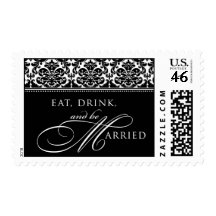 Eat, Drink, and be Married Damask Postage