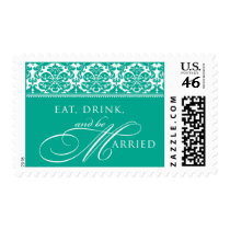 Eat, Drink, and be Married Damask Postage stamps