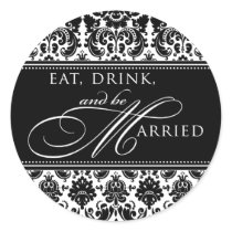 Eat Drink and be Married Damask Sticker