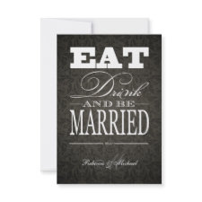Eat Drink and be Married - Elegant Black Damask invitation