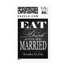 Eat Drink and be Married - Elegant black & White Stamp