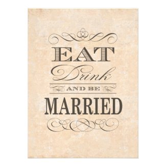Eat Drink and be Married Elegant Vintage Look Personalized Invitations