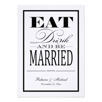 Eat Drink and be Married - Linen Paper Invites